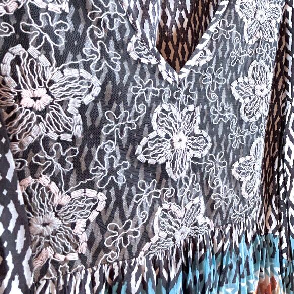 Sundance Stella Babydoll Boho Peasant Blouse Embroidered Festival Hippie Large - Picture 4 of 8